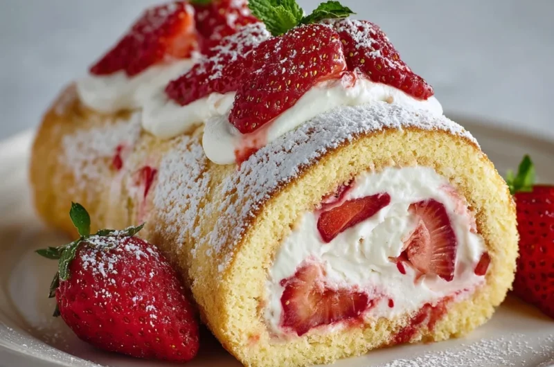 Delicious Strawberry and Cream Cheese Swiss Roll Recipe