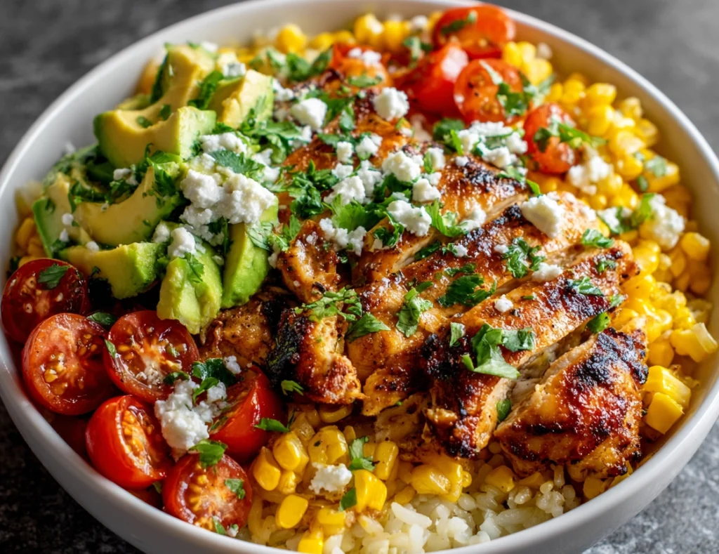 Street Corn Chicken Rice Bowl