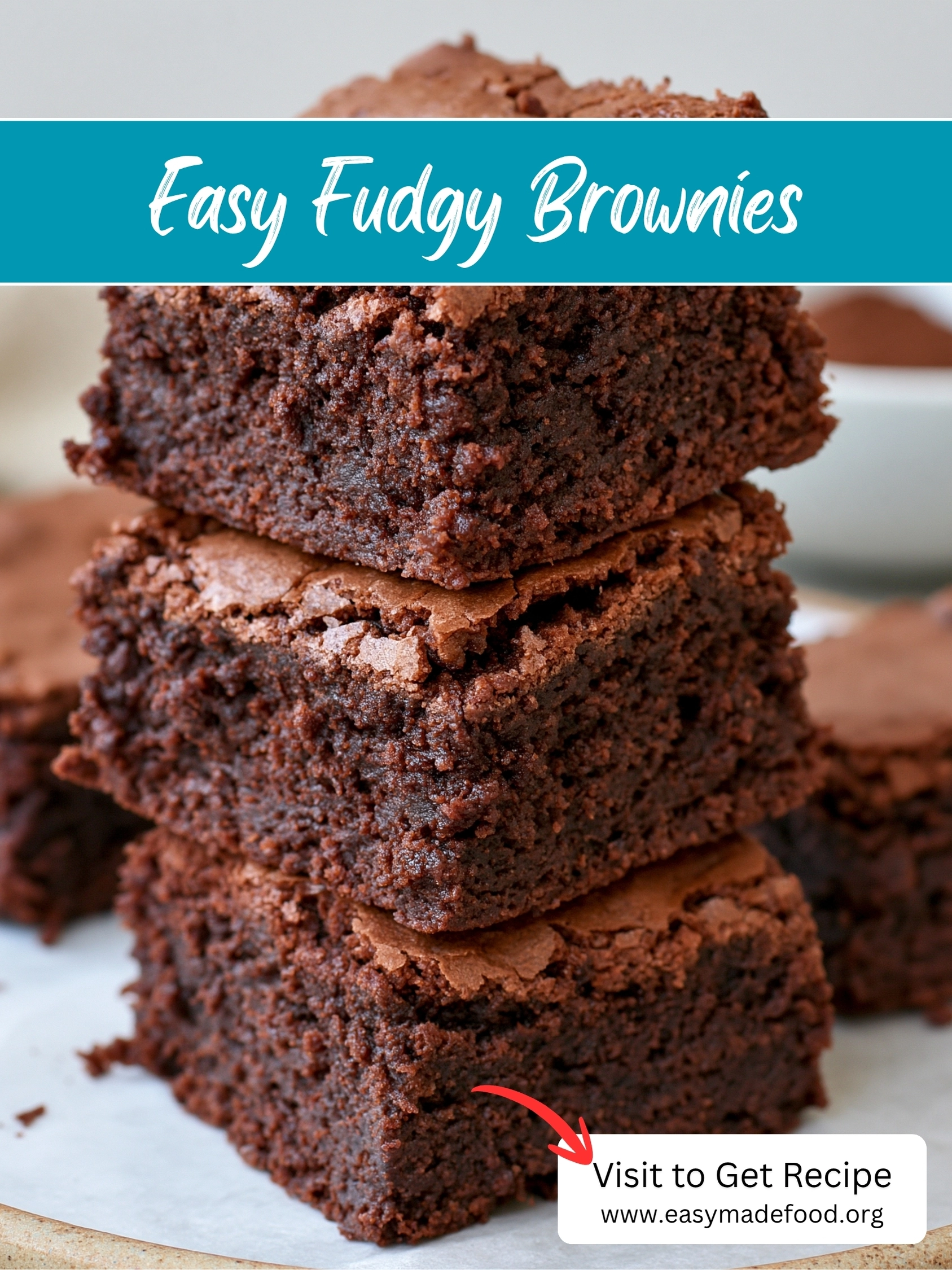 Easy fudgy brownies recipe — thick chocolate brownies with crackly tops and gooey centers, visit Easy Made Food to get the recipe