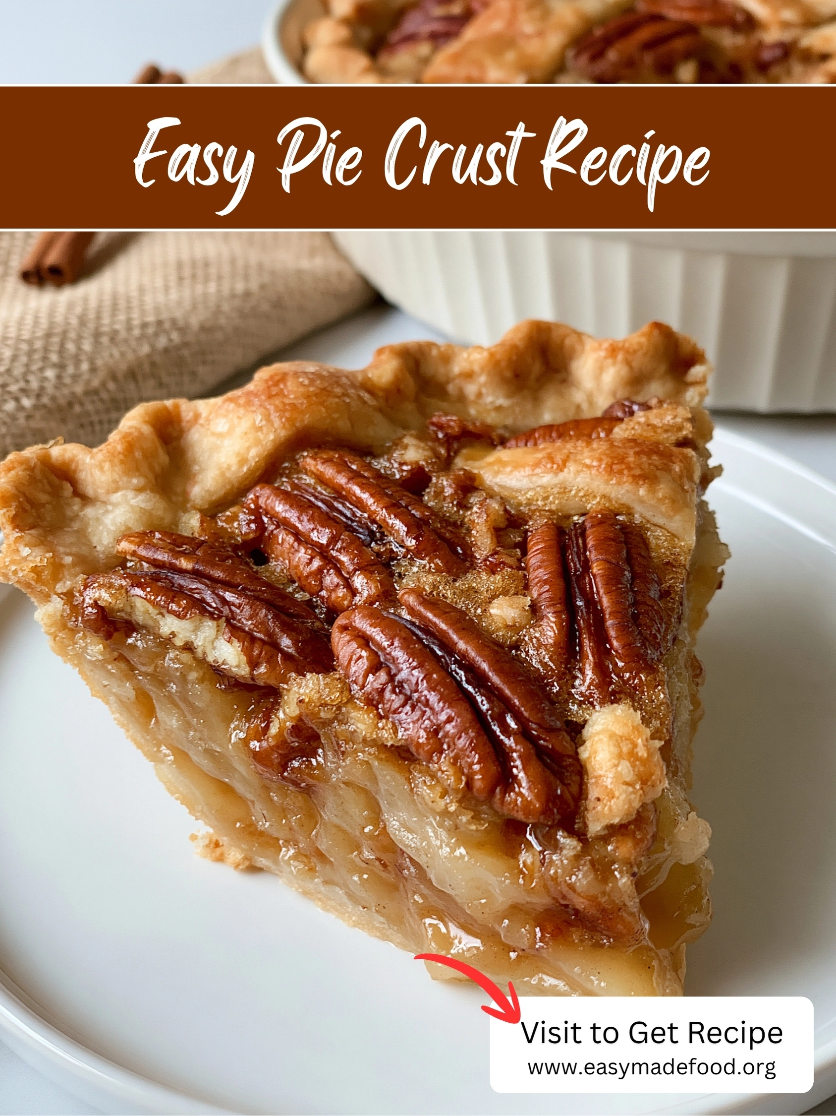 Easy pie crust recipe — flaky all-butter pie crust with a golden crimped edge, visit Easy Made Food to get the recipe